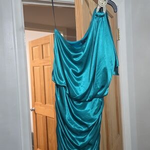 Elegant Teal One-Shoulder Dress